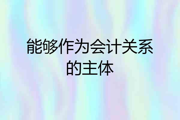 能够作为会计关系的主体