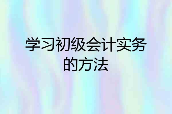 学习初级会计实务的方法