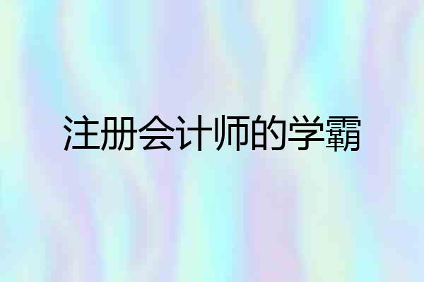注册会计师的学霸