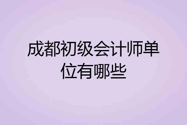 成都初级会计师单位有哪些