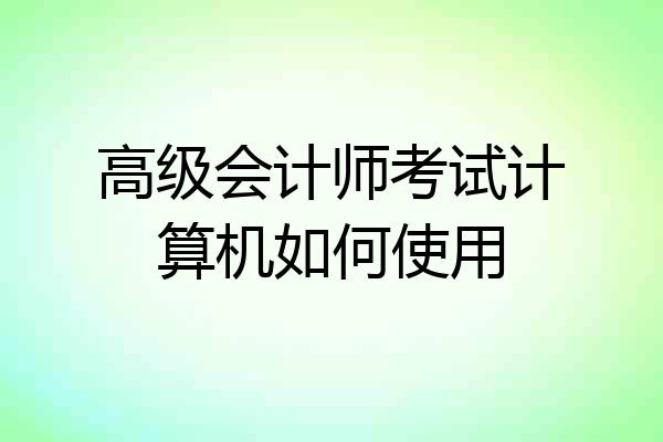 高级会计师考试计算机如何使用