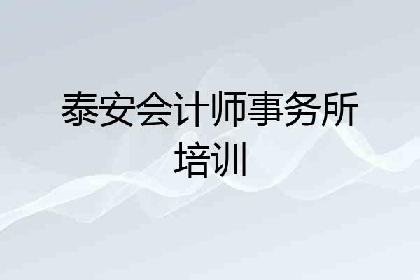 泰安会计师事务所培训
