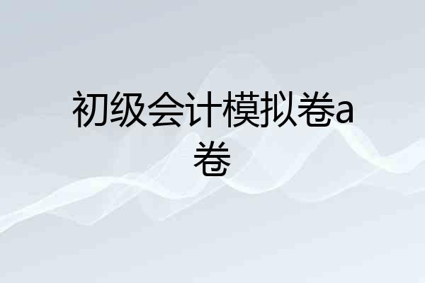 初级会计模拟卷a卷