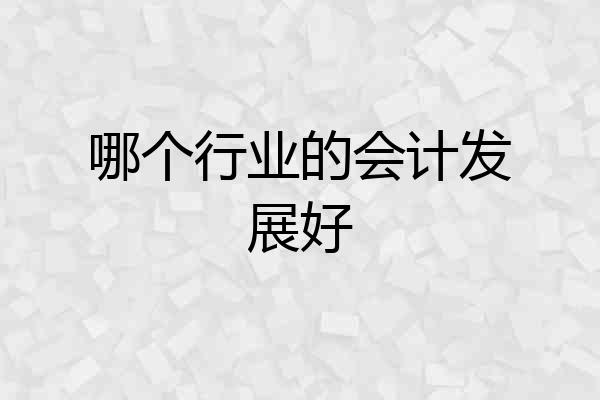 哪个行业的会计发展好