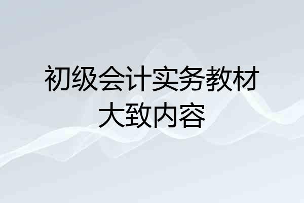 初级会计实务教材大致内容