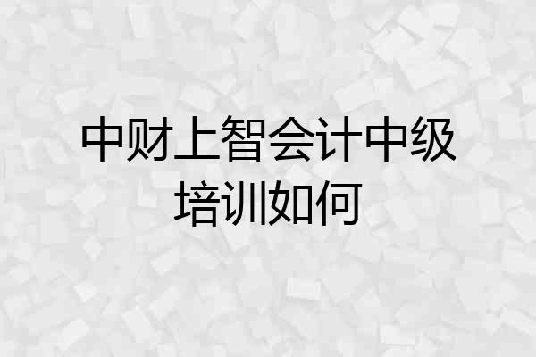 中财上智会计中级培训如何