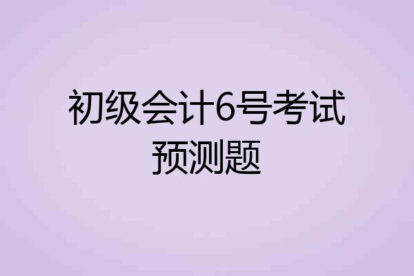 初级会计6号考试预测题