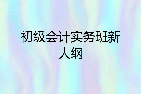 初级会计实务班新大纲