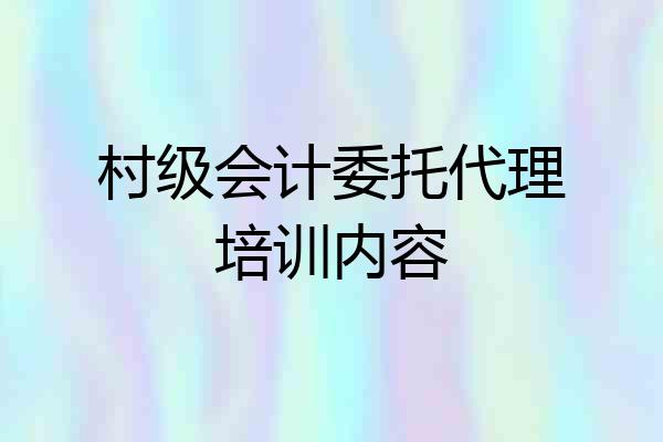 村级会计委托代理培训内容