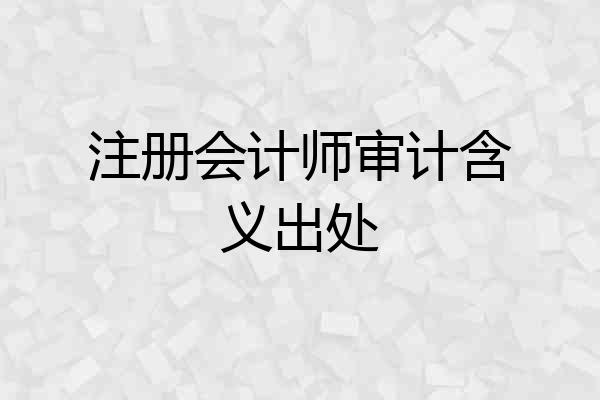 注册会计师审计含义出处