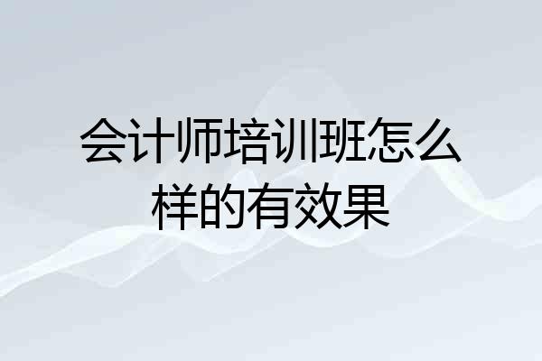 会计师培训班怎么样的有效果