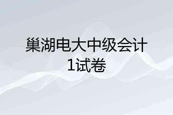 巢湖电大中级会计1试卷