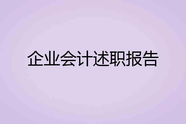 企业会计述职报告