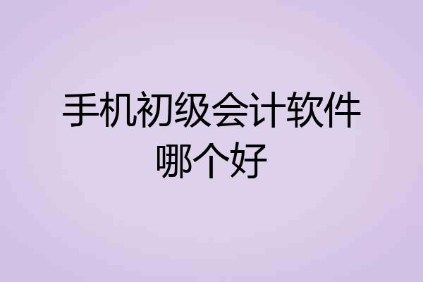 手机初级会计软件哪个好