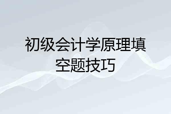 初级会计学原理填空题技巧