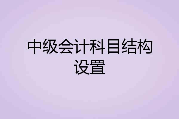 中级会计科目结构设置