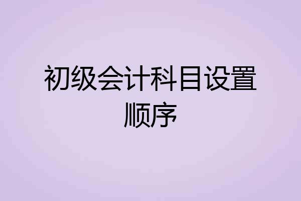 初级会计科目设置顺序