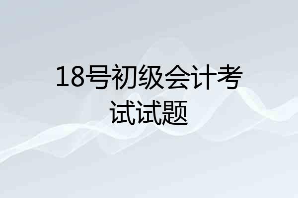 18号初级会计考试试题