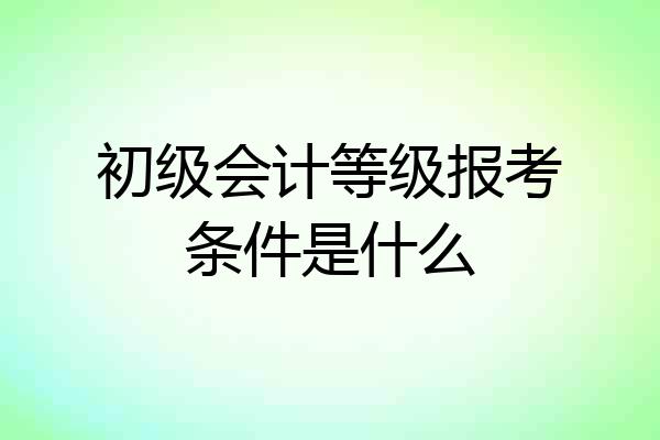 初级会计等级报考条件是什么