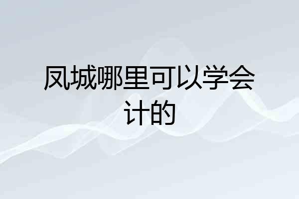 凤城哪里可以学会计的