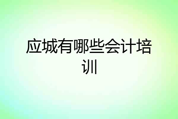 应城有哪些会计培训