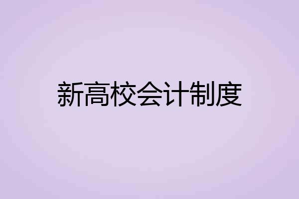 新高校会计制度