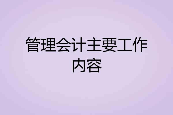 管理会计主要工作内容