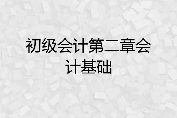 初级会计第二章会计基础