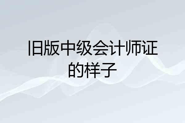 旧版中级会计师证的样子