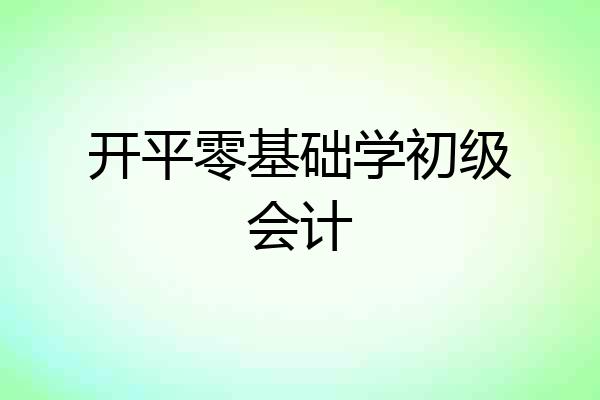 开平零基础学初级会计