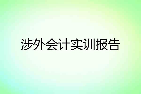 涉外会计实训报告