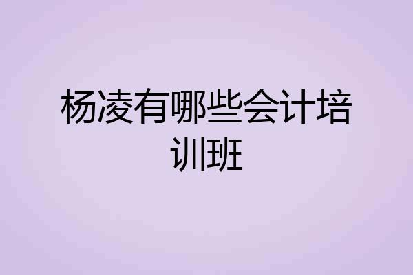 杨凌有哪些会计培训班