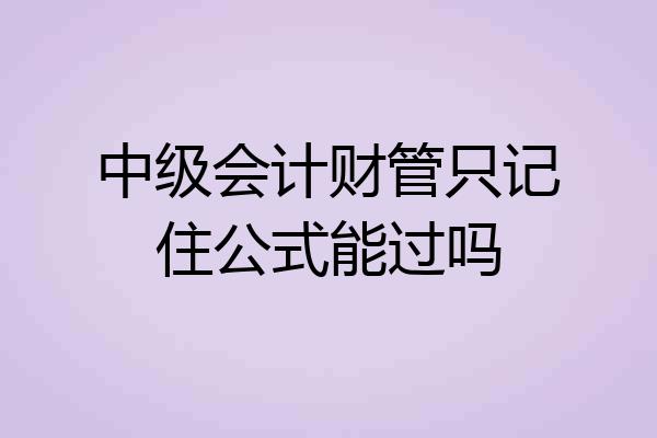 中级会计财管只记住公式能过吗