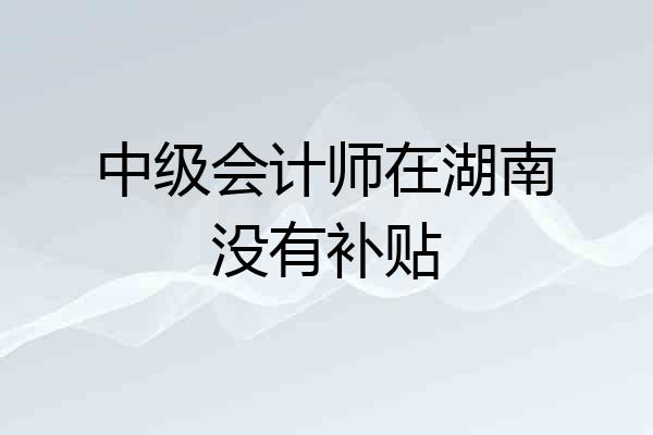 中级会计师在湖南没有补贴