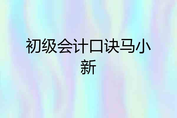 初级会计口诀马小新