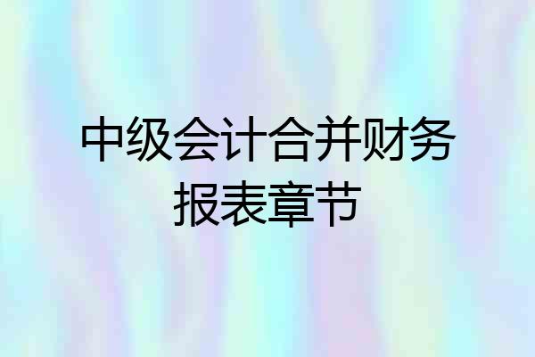 中级会计合并财务报表章节