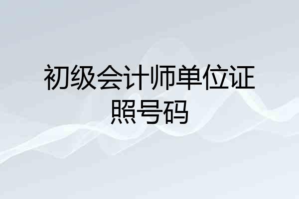 初级会计师单位证照号码