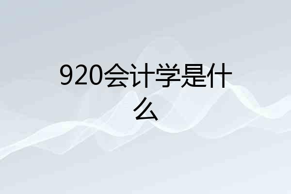 920会计学是什么