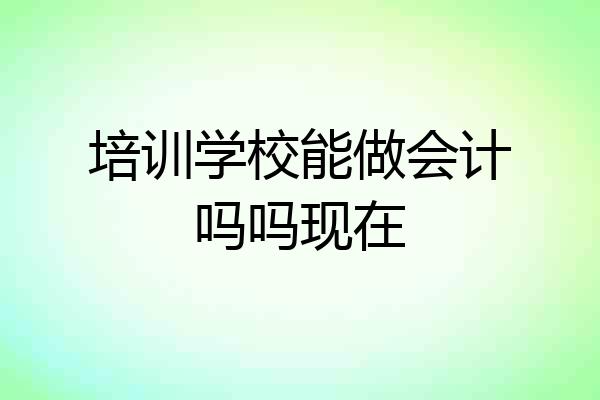 培训学校能做会计吗吗现在