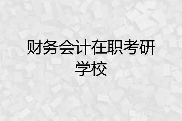 财务会计在职考研学校
