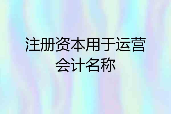 注册资本用于运营会计名称