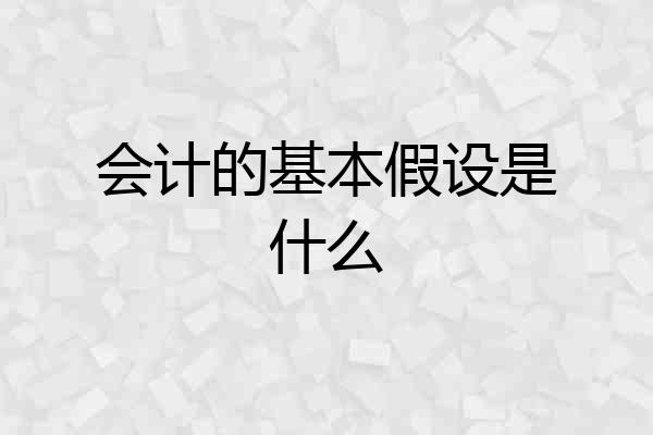 会计的基本假设是什么