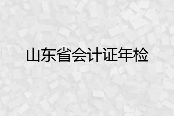 山东省会计证年检