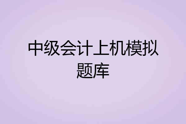中级会计上机模拟题库