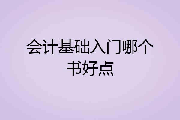 会计基础入门哪个书好点