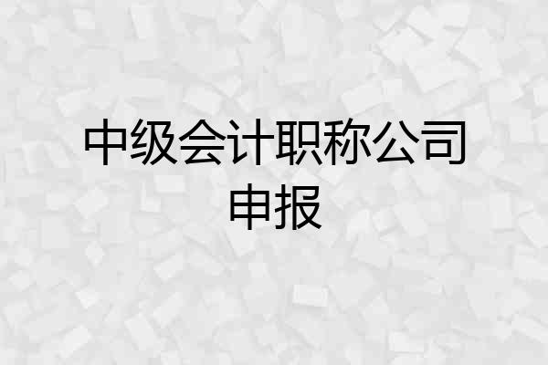 中级会计职称公司申报