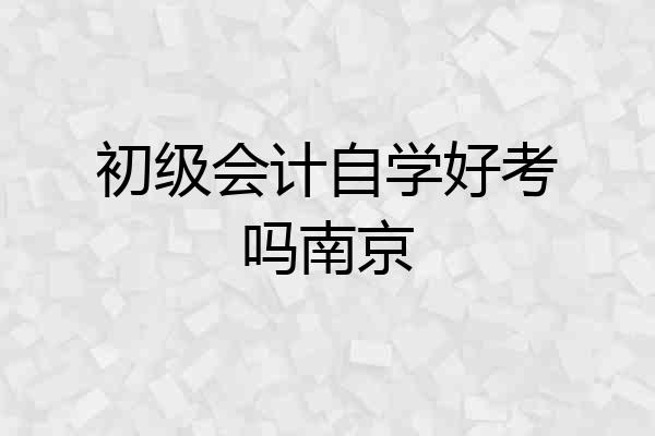 初级会计自学好考吗南京