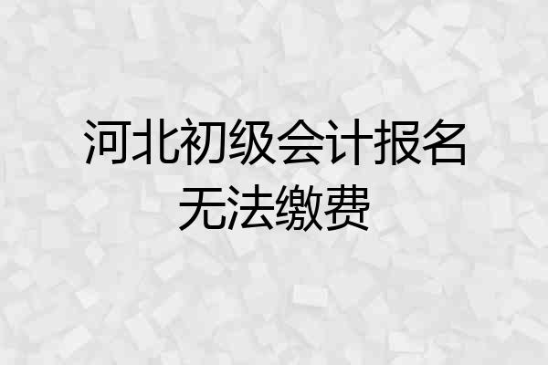 河北初级会计报名无法缴费