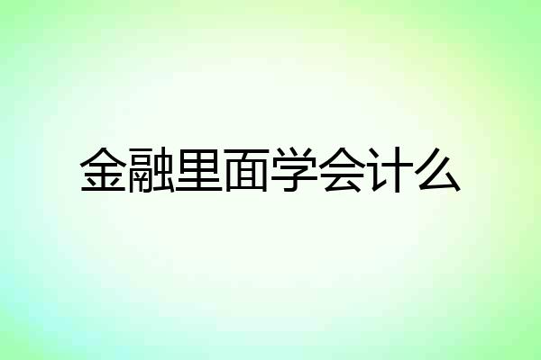 金融里面学会计么