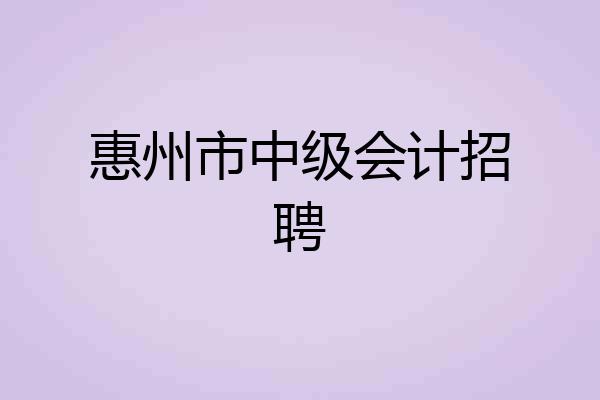惠州市中级会计招聘